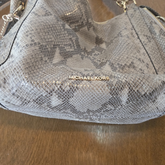 Michael Kors Stanthorpe Gray Python Leather Large Crossbody Satchel Handbag - Picture 4 of 6